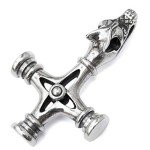 Viking Wolf Cross Necklace with Fenrir Pendant