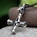 Viking Wolf Cross Necklace with Fenrir Pendant