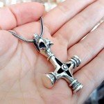 Viking Wolf Cross Necklace with Fenrir Pendant