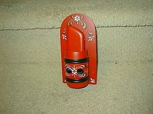 Hand-Painted Vintage Rosemaling Wood Brush Holder