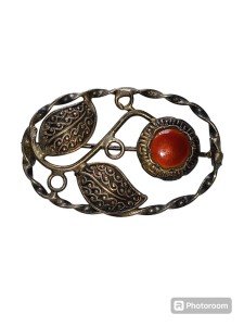 Vintage Norwegian 830S Silver Enamel Floral Brooch