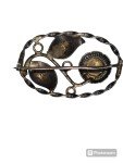 Vintage Norwegian 830S Silver Enamel Floral Brooch