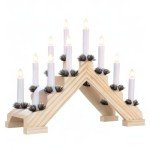 Natural Wooden Swedish Candelabra with 7 Lights
