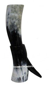 Rustic Viking Beer Horn Tankard with Stand