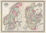 Vintage 1870 Johnson Map of Scandinavia Wall Art