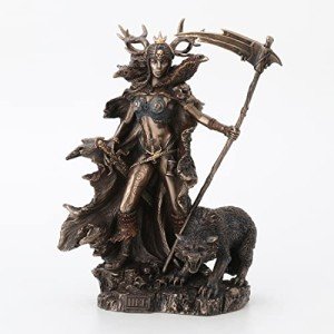 Hel Norse Goddess Antique Bronze Statue, 10.4 Inch
