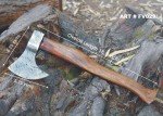 Damascus Blade Viking Throwing Axe with Olive Wood Handle