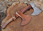 Damascus Blade Viking Throwing Axe with Olive Wood Handle