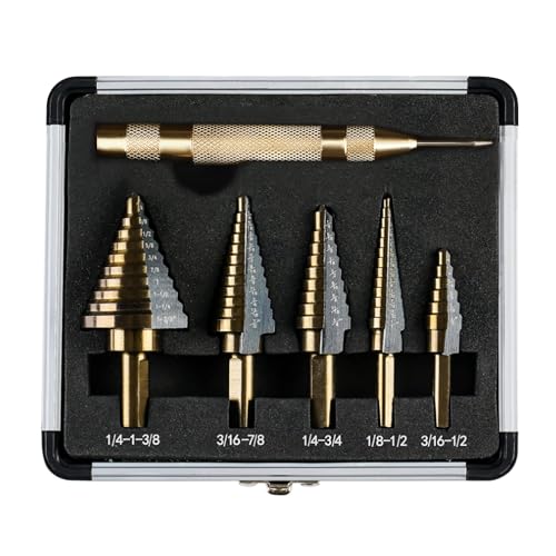 Norseman 5PCS Step Drill Bits Set - Black and Gold