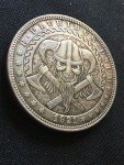 Norse Viking Skull Double Axe Coin Token