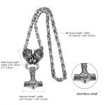 Viking Wolf Thor Hammer Necklace for Men