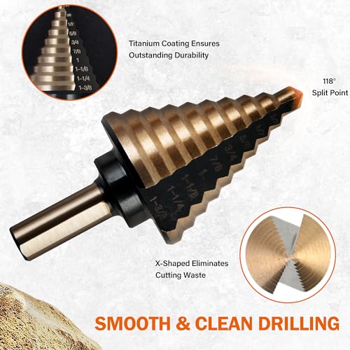 Norseman 5PCS Step Drill Bits Set - Black and Gold