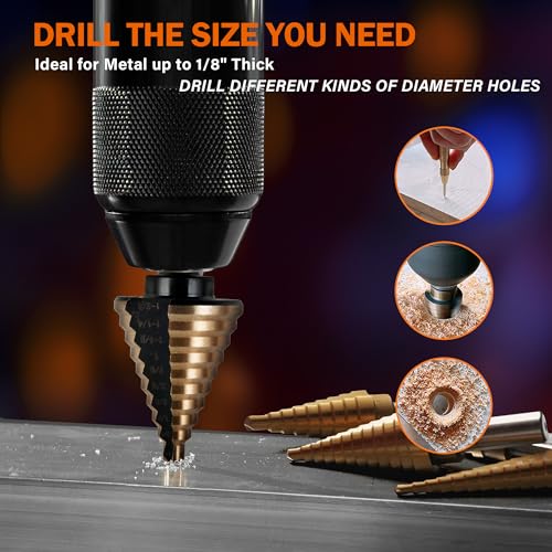 Norseman 5PCS Step Drill Bits Set - Black and Gold