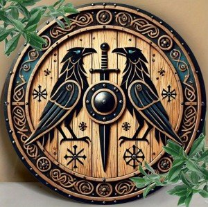 Viking Shield Metal Sign - Nordic Norseman 8"x8