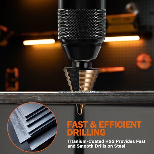 Norseman 5PCS Step Drill Bits Set - Black and Gold