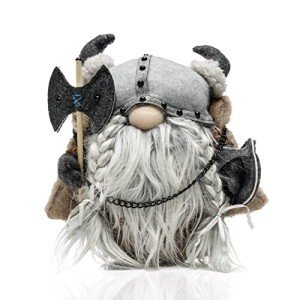 Viking Gnome Plush Doll with Axe and Shield
