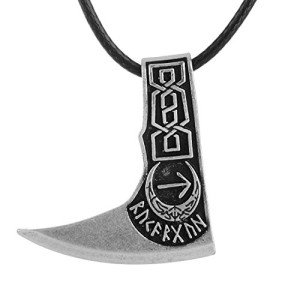 Norse Viking Axe TIWAZ Rune Amulet Necklace