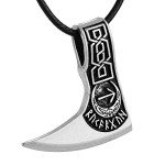 Norse Viking Axe TIWAZ Rune Amulet Necklace