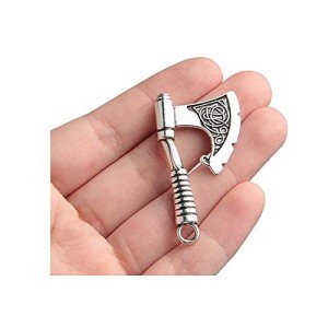 10 Antique Silver Viking Axe Charms for Jewelry