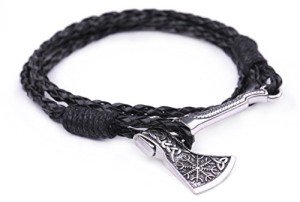 Viking Valknut Axe Wrap Bracelet with Helm of Awe
