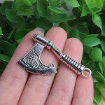 10 Antique Silver Viking Axe Charms for Jewelry