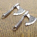 10 Antique Silver Viking Axe Charms for Jewelry
