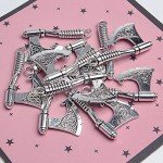 10 Antique Silver Viking Axe Charms for Jewelry