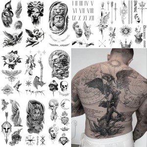 Norseman-Inspired Geometric Full Sleeve Tattoos for Men