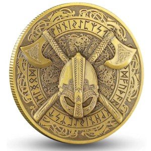 Norse Compass Viking Battle-Axe Challenge Coin