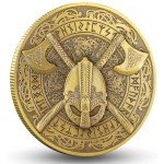 Norse Compass Viking Battle-Axe Challenge Coin