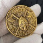 Norse Compass Viking Battle-Axe Challenge Coin