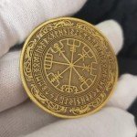 Norse Compass Viking Battle-Axe Challenge Coin