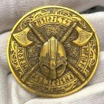 Vikings Battle Axe Helmet Norseman Challenge Coin