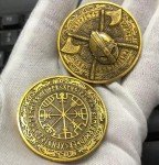 Vikings Battle Axe Helmet Norseman Challenge Coin