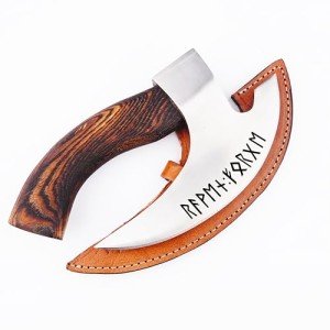 Viking Pizza Axe with Leather Sheath and Runes