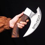 Viking Pizza Axe with Leather Sheath and Runes