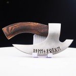 Viking Pizza Axe with Leather Sheath and Runes