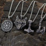 Norseman Viking Necklace Set: Axe, Wolf, Mjolnir