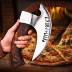 Viking Pizza Axe with Leather Sheath and Runes