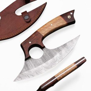 Handmade Viking Pizza Cutter with Wooden Handle