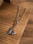 Viking Battle Axe Necklace with Helm of Awe Pendant