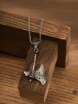 Viking Battle Axe Necklace with Helm of Awe Pendant