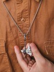 Viking Battle Axe Necklace with Helm of Awe Pendant