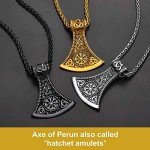 Norse Rune Necklace with Axe of Perun Pendant