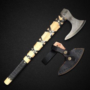 Carbon Steel Viking Axe with Leather Sheath