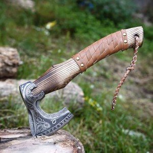 Hand-Forged Viking Axe with Ash Wood Handle