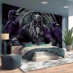 Viking Tapestry: Odin Warrior & Runes Decor