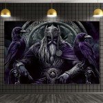 Viking Tapestry: Odin Warrior & Runes Decor