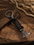 Viking Rune Axe Paracord Keychain - Norse Symbol