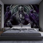Viking Tapestry: Odin Warrior & Runes Decor
